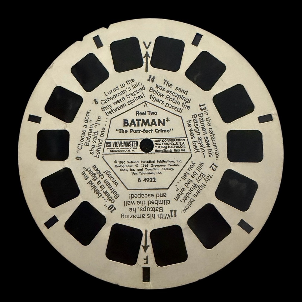 1966 View-Master Reel Titled "The Purr-fect Crime" Featuring Batman